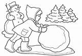 Winter Coloring Drawing Snowball Outline Pages Season Kids Tree Christmas Fight Easy Scene Printable Scenes Children Rainy Making Draw Snow sketch template