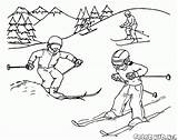 Skiing Sciare Esquiar Narciarstwo Kolorowanki Kolorowanka Invierno Colorkid Schifahren Jahreszeiten Roku Pory Estaciones Zima Colorier sketch template