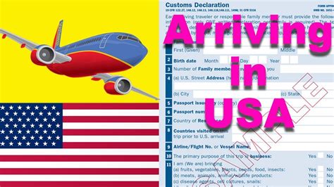 arriving  usa customs form   complete youtube