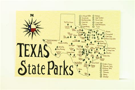 texas state parks map etsy
