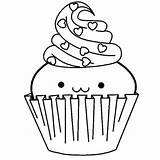 Cupcake Coloring Pages Cute Print Book sketch template