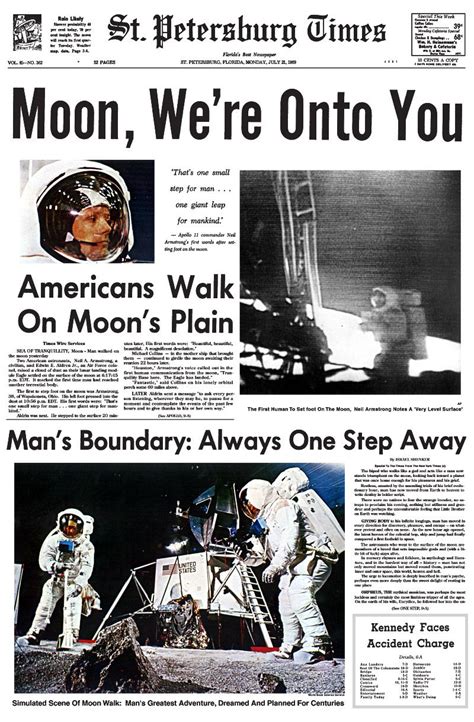 moon landing newspaper july   moon