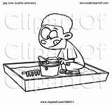 Playing Boy Sand Box Lineart Toonaday Outline Cartoon Clipart sketch template