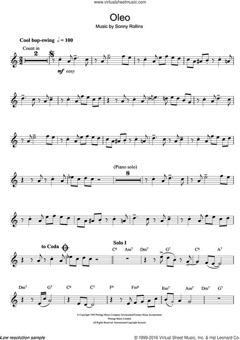Oleo Sheet Music For Tenor Saxophone Solo Pdf