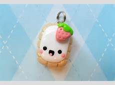 Kawaii Toaster Pastry Charm Polymer Clay Strawberry by JollyCharms