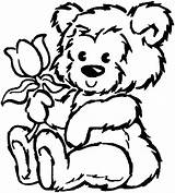 Bear Teddy Coloring Pages Heart Rose Holding Fluffy Printable Colouring Drawing Outline Color Roses Hold Native American Baby Getdrawings Print sketch template