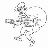 Robber Colouring Coloring Pages Thief Template Cartoon Running Bag sketch template