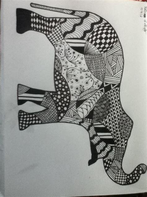 zentangle elephant  drew zentangles doodling drawing prints art