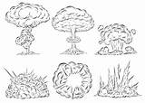 Explosion Tekenen Explosie Bom Wolk Doodle Atomic Paddestoel sketch template