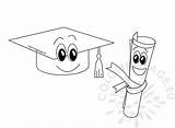 Diploma Graduation Cap Cartoon Coloring Drawing Getdrawings Coloringpage Eu sketch template