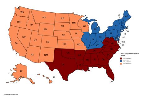 usas population divided   northsouthwest north america