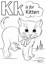 Letter Coloring Kitten Pages Alphabet Letters Printable Preschool Kids Color Sheets Words Print Supercoloring Animals Super Learning Crafts Preschoolers Dot sketch template