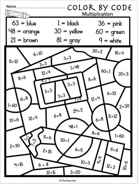 color  multiplication code worksheet   teachers