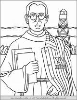 Kolbe Coloring Maximilian Thecatholickid Catholic sketch template