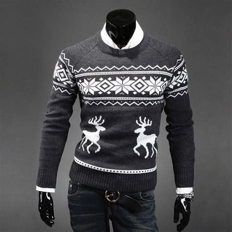 kerst nieuwe herfst mode merk casual trui  hals slim fit breien heren truien en pullovers
