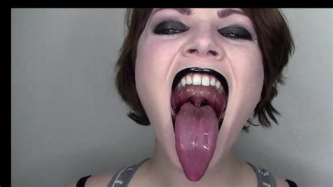 glossy black lips and dripping wet tongue mouth fetish nl