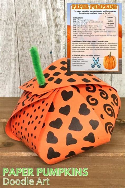 paper pumpkin craft  doodle art  bins   hands