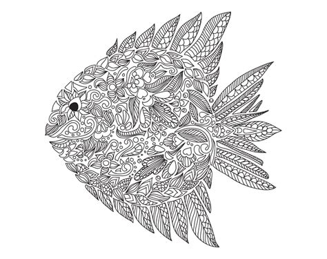 adult coloring page fish  printable adult coloring pages