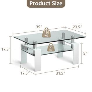 Costway Rectangle Glass Coffee Table Metal Legs End Table Livingroom White