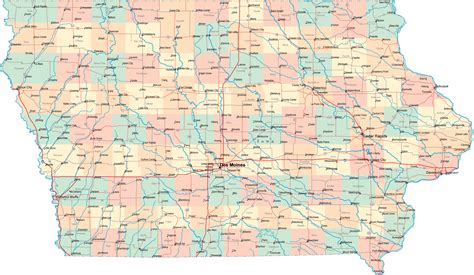 iowa map  county roads allina madeline
