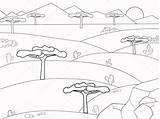 Coloring Savannah Background African Book Desert Stock Vector Illustration Nature Pages Savanna Depositphotos sketch template