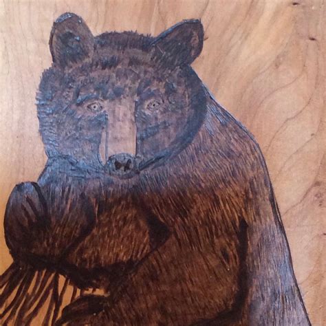 wood burning art bear  edge canadian maple pyrography etsy