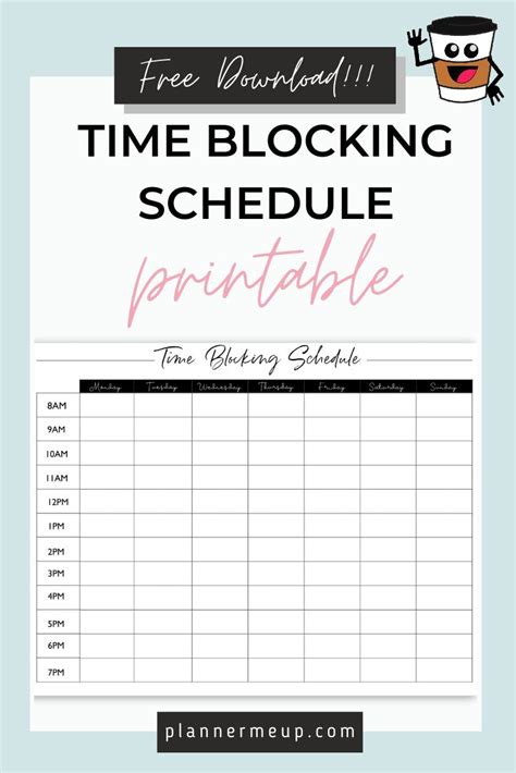 time blocking template printable printable word searches