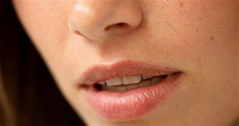 Extreme Close Up Of Lips 18 Year Old Girl With Smile