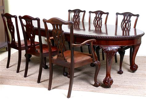 antique dining table   chairs chippendale mahogany leather harper baxter