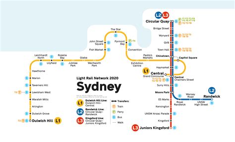 sydney light rail network  connections unofficial diagram oc