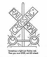 Train Crossing Coloring Pages Railroad Safety Sheets Trains Signs Track Printable Color Lights Signal Traffic Rail Light Drawing Activity Kids sketch template