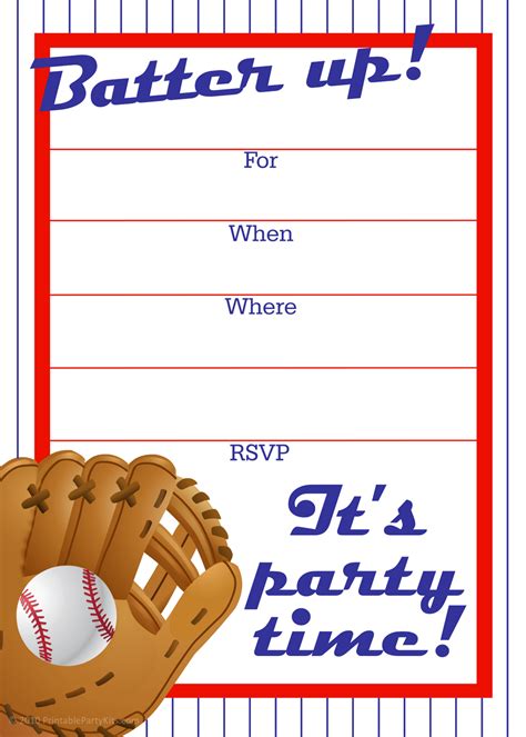 printable party invitations  baseball birthday invitation artwork
