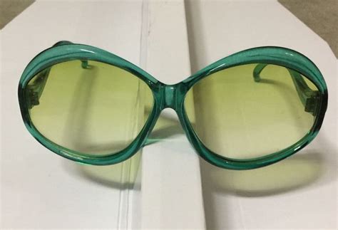 1970s vtg bug eye jackie o sunglasses blue teal plastic frame france
