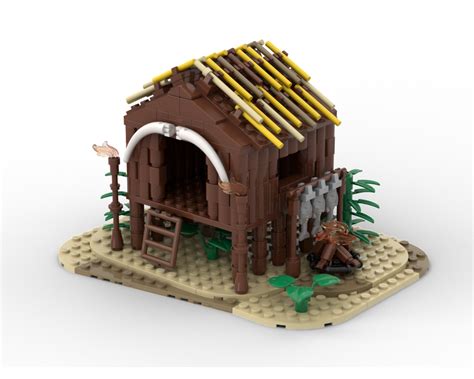 lego moc wooden hut  gabizon rebrickable build  lego