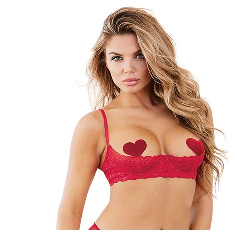 Dreamgirl Lace Shelf Bra Red Janets Closet