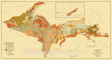 buy historic pictoric map upper peninsula michigan  map