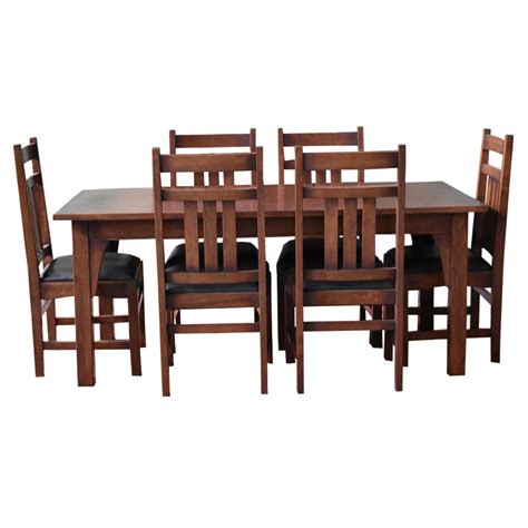 mission craftsman style  solid oak dining table set   chairs