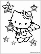 Kitty Coloring Hello Angel Christmas Pages Snow Print Color Kids sketch template