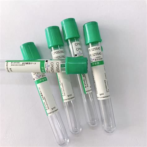 tube vert medical de collection de  de vide de tube dheparine de lithium de chapeau