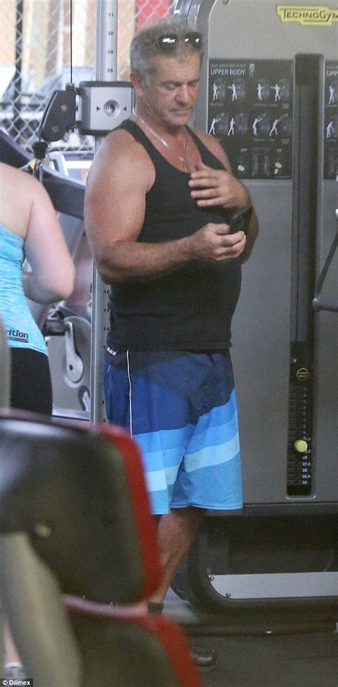 mel gibson shows of his portly frame at the gym in sydney daily mail