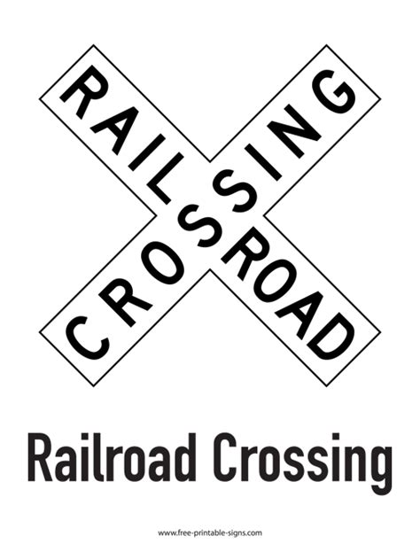 printable railroad crossing sign  printable signs