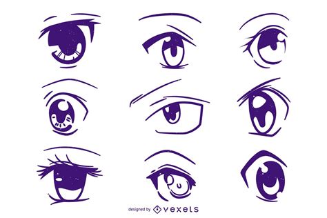 anime eyes illustrationsset vektor