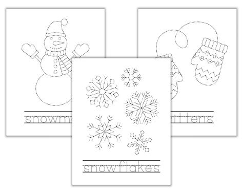 printable winter tracing worksheets  preschoolers  craft