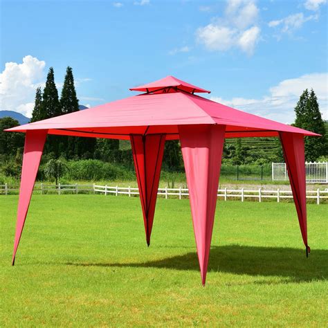 ft  ft steel gazebo canopy tent party red
