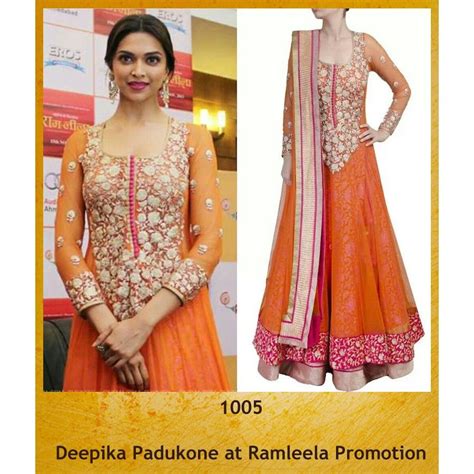 Deepika Padukone Orange Anarkali Suit At Promotes Ramleela