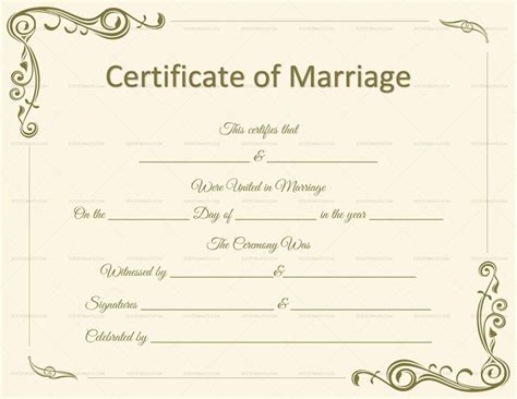 marriage certificate template word   formats marriage