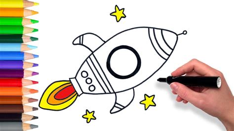 learn   draw  rocket ship teach drawing  kids  toddlers