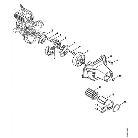 stihl hl    petrol hedgetrimmer long reach hl    parts diagram  clutch