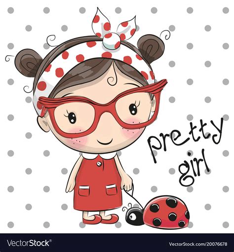 Cute Cartoon Girl With Glasses Royalty Free Vector Image