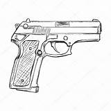 Pistol Pistolet Beretta Szkic Pistolas Armas Fuego Desert Wektor Plakat sketch template